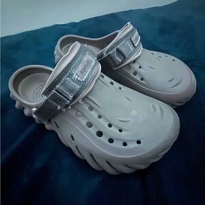 CROCS Kids Silver and Gray Sandals